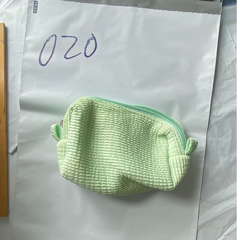 SHEIN Light Green Waffle Textured Cosmetic Bag Small Pouch Makeup‎ Bag